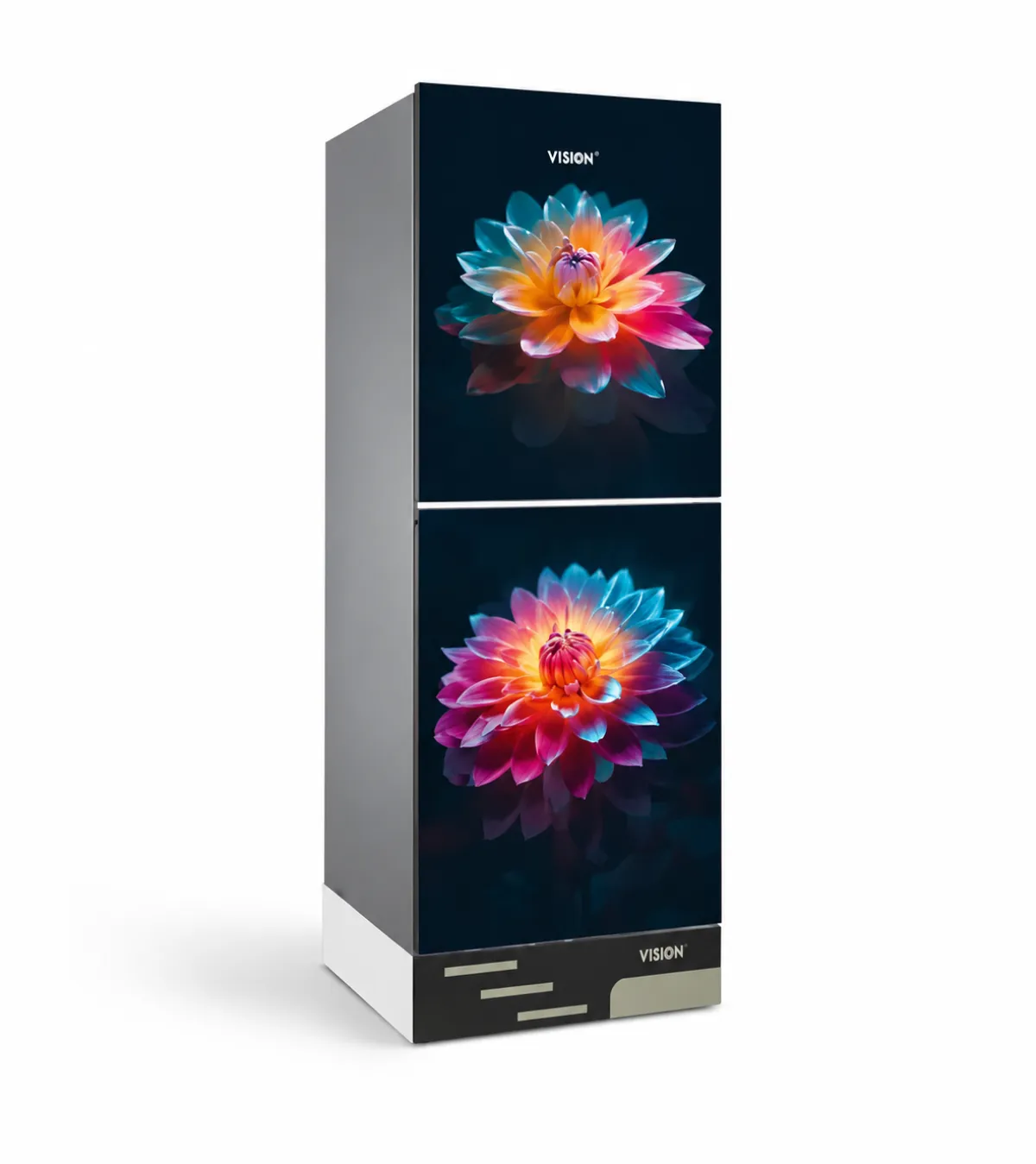 VISION Glass Door Refrigerator RE-180 Liter Lotus Poddo Top Mount