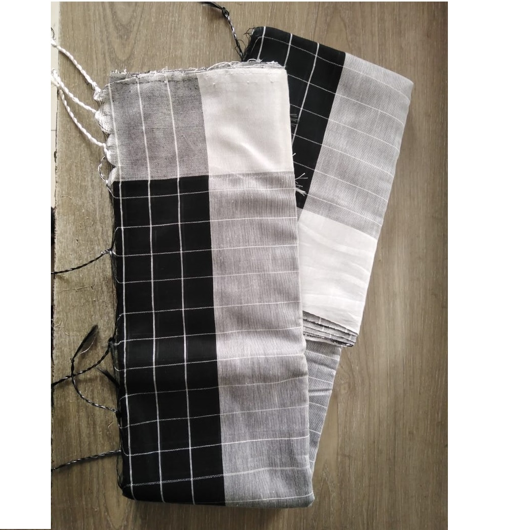 Black & White Halfsilk Saree for Women - Image 3