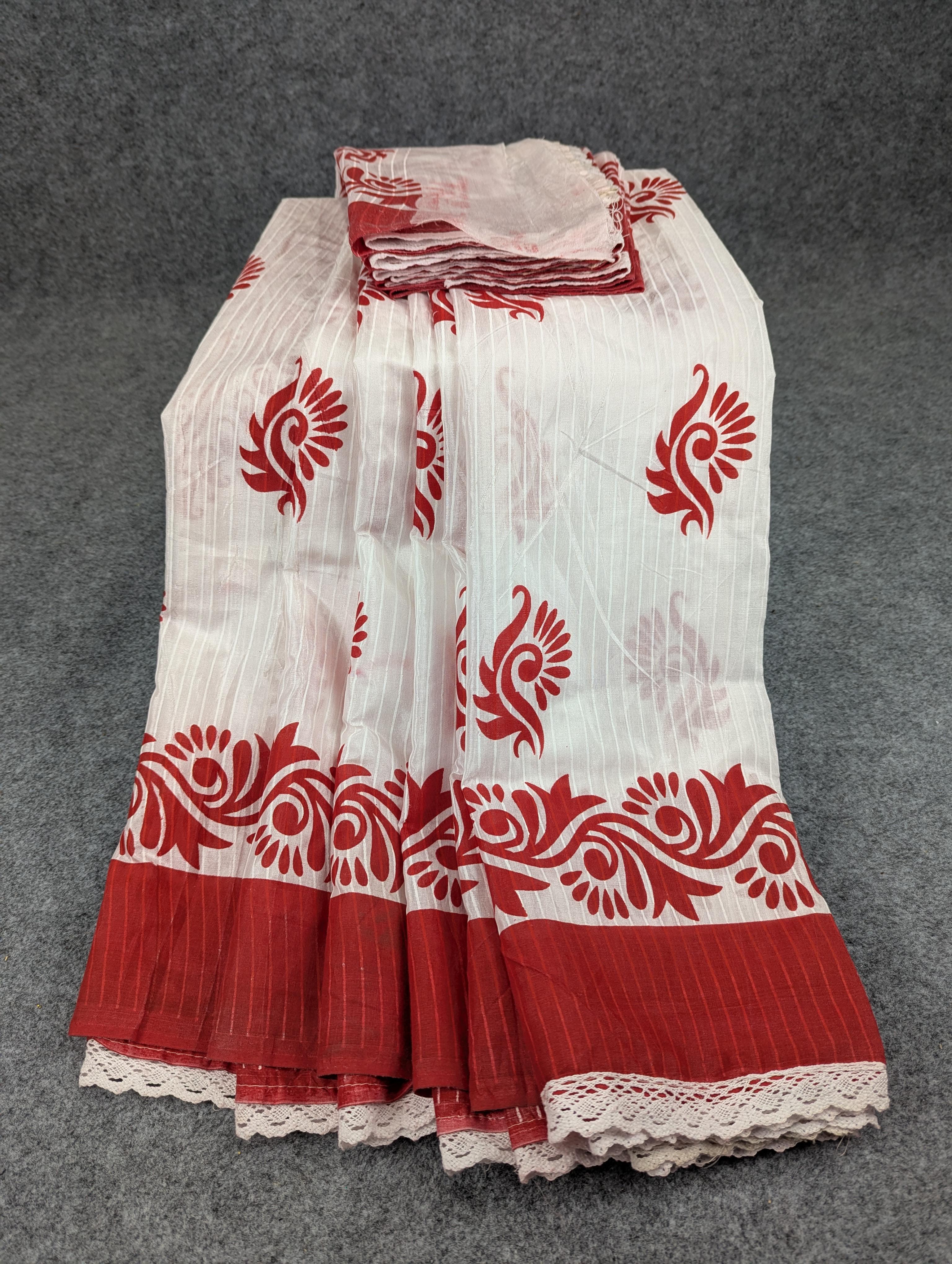 Half Silk Screen Print Sharee - Puja Edition - Image 1