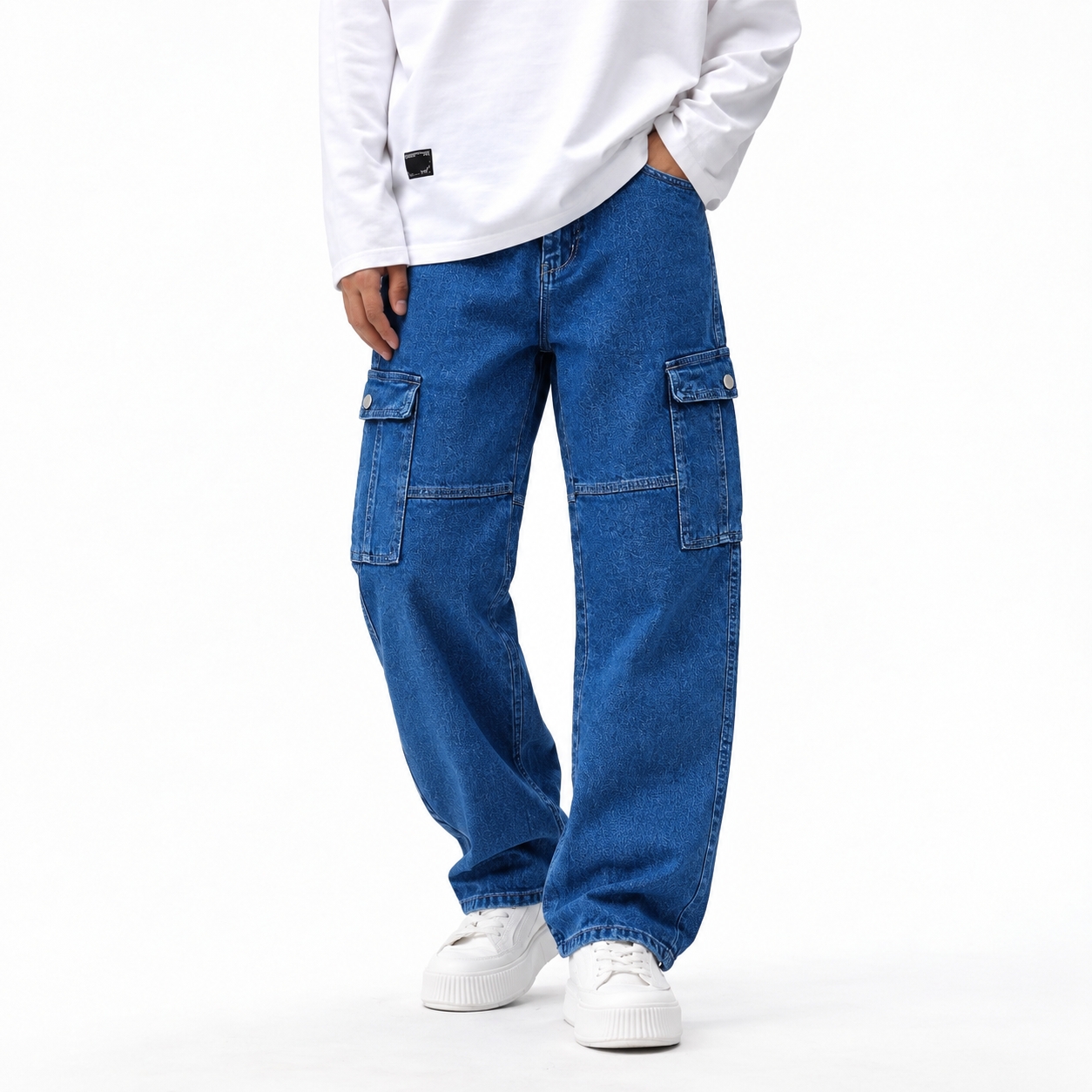 6 Pocket Cargo Denim Baggy Pant