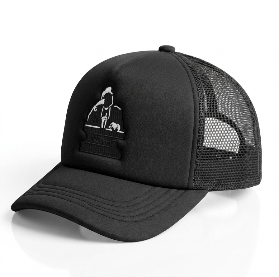 ONE MAN BLACK SUPER SUEDE TRUCKER CAP