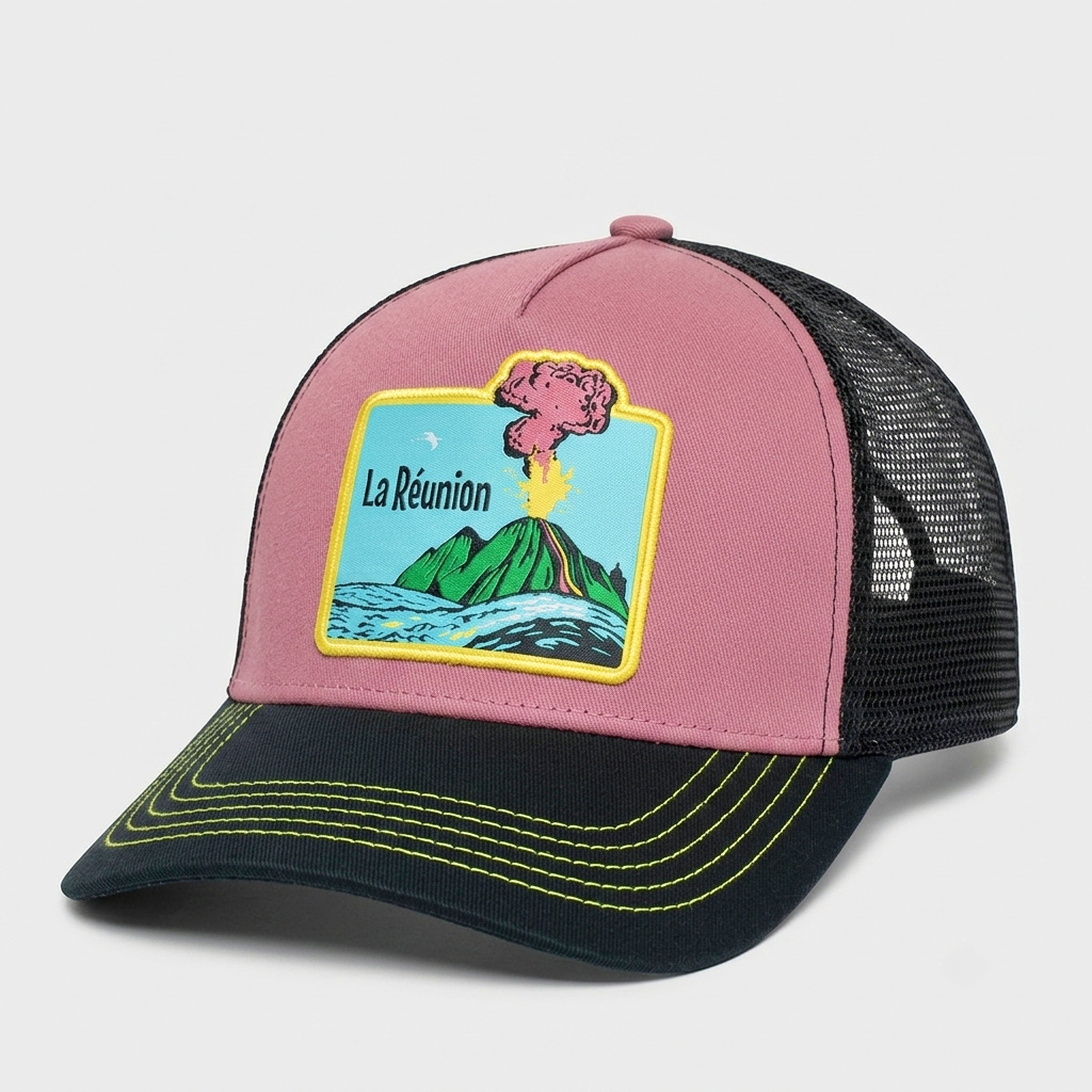 Volcano Graphic Patch Mesh Trucker Cap