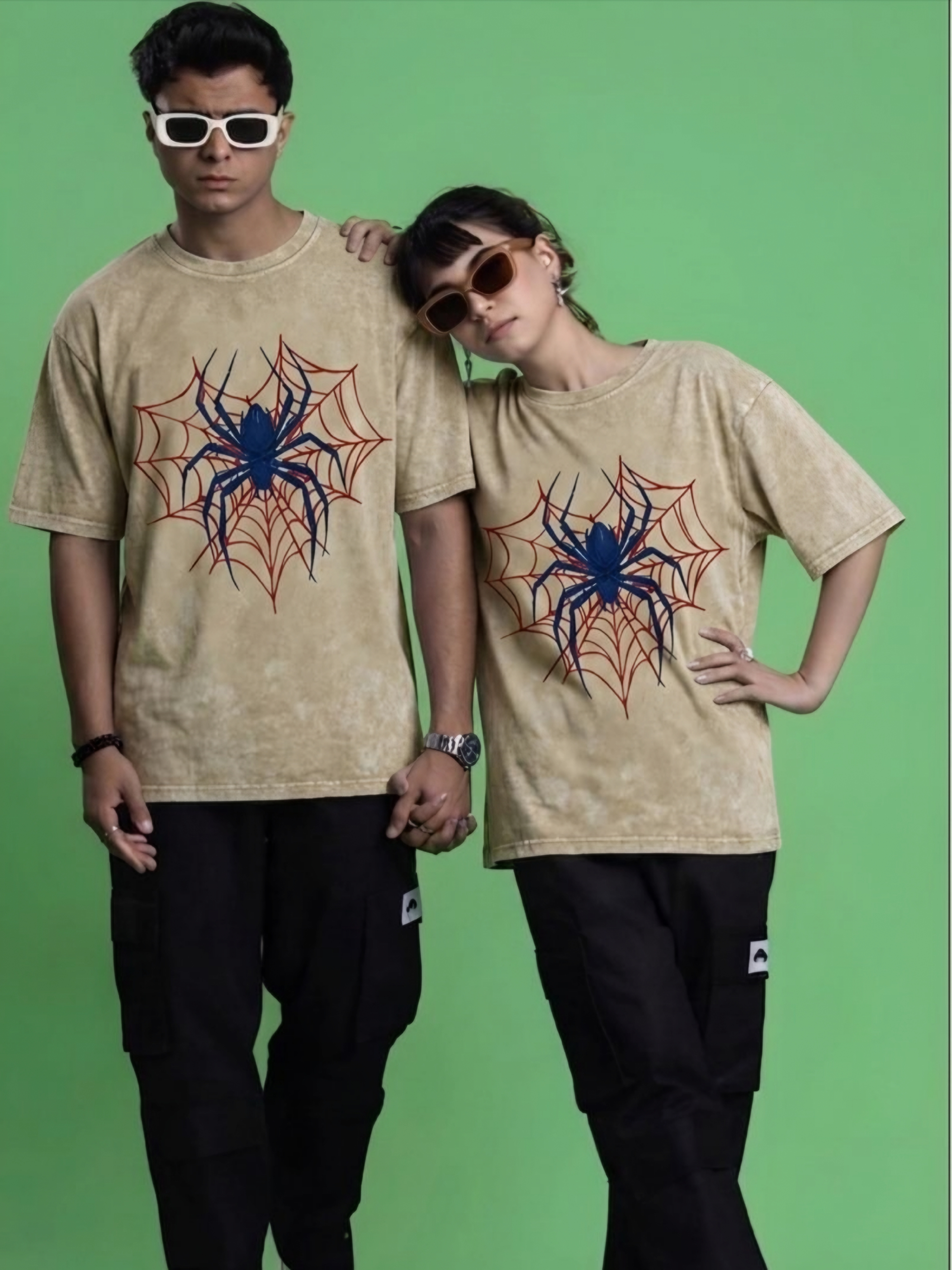 SPIDER ACID WASH DROP SHOULDER T-SHIRT