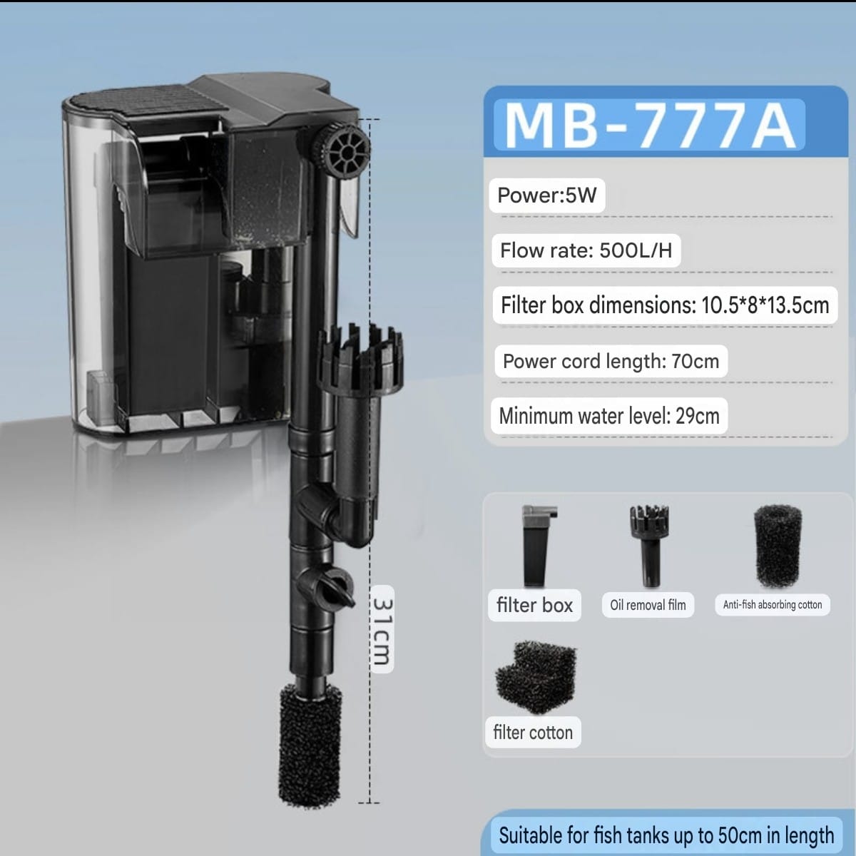 MB-777A (Hang on filter) 500L/H
