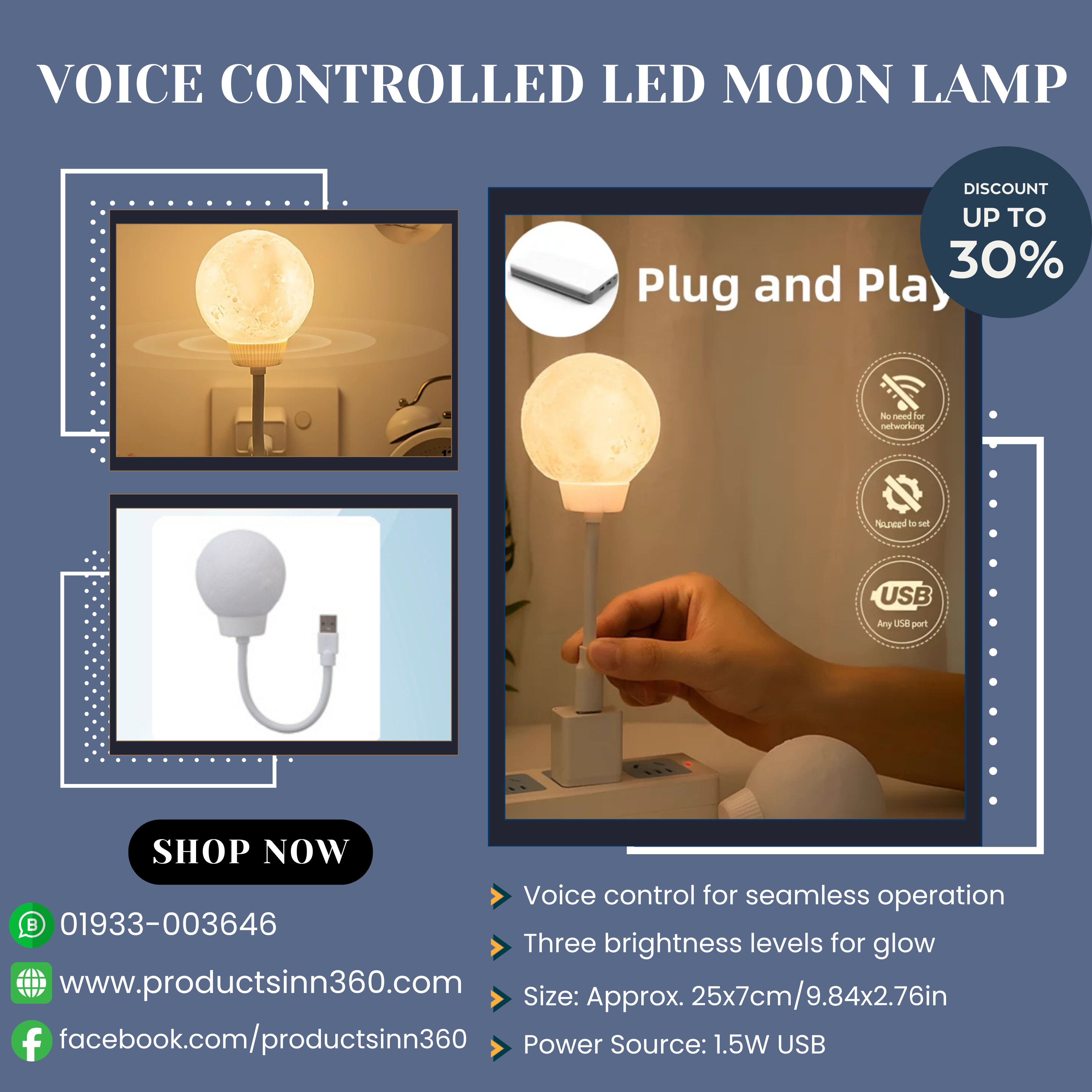 LED Voice Control Smart Moon Lamp 3 Lighting Modes_img_1