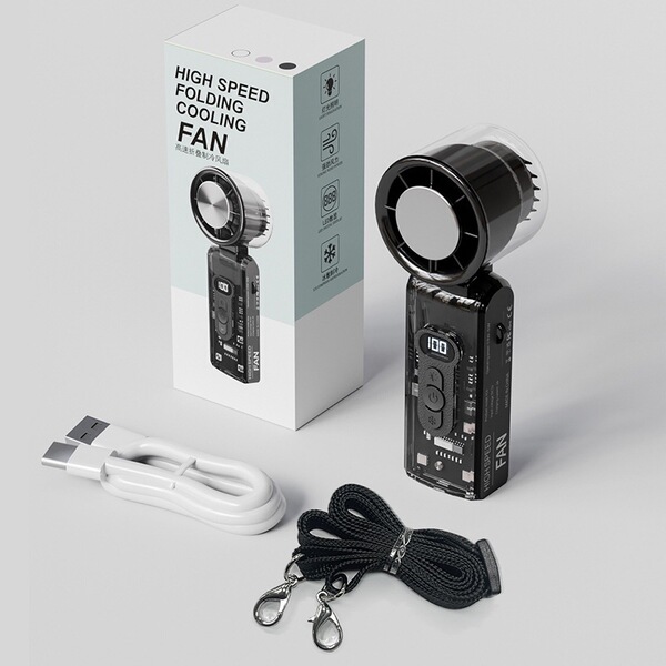Fc08 Transparent High-Speed Handheld Rechargeable 100-Speed Ice Sensation Cooling Turbo Fan_img_1