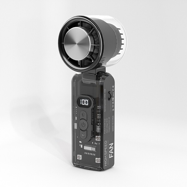 Fc08 Transparent High-Speed Handheld Rechargeable 100-Speed Ice Sensation Cooling Turbo Fan_img_4