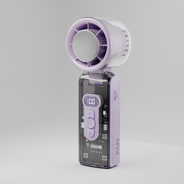Fc08 Transparent High-Speed Handheld Rechargeable 100-Speed Ice Sensation Cooling Turbo Fan_img_5