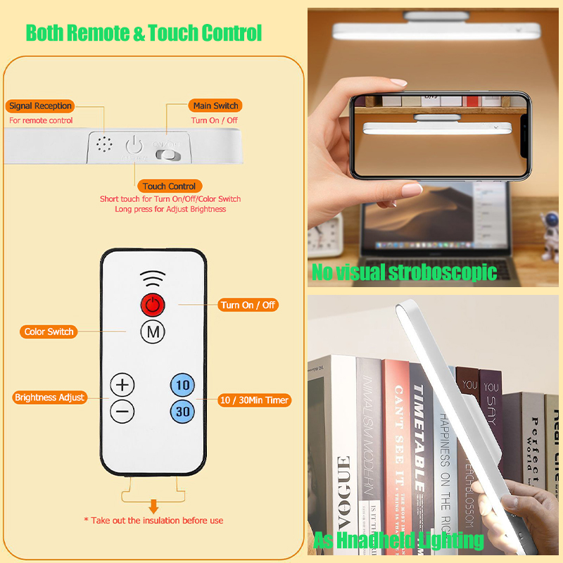 Magnetic LED Rechargeable Desk Lamp Remote & Touch Control_img_3