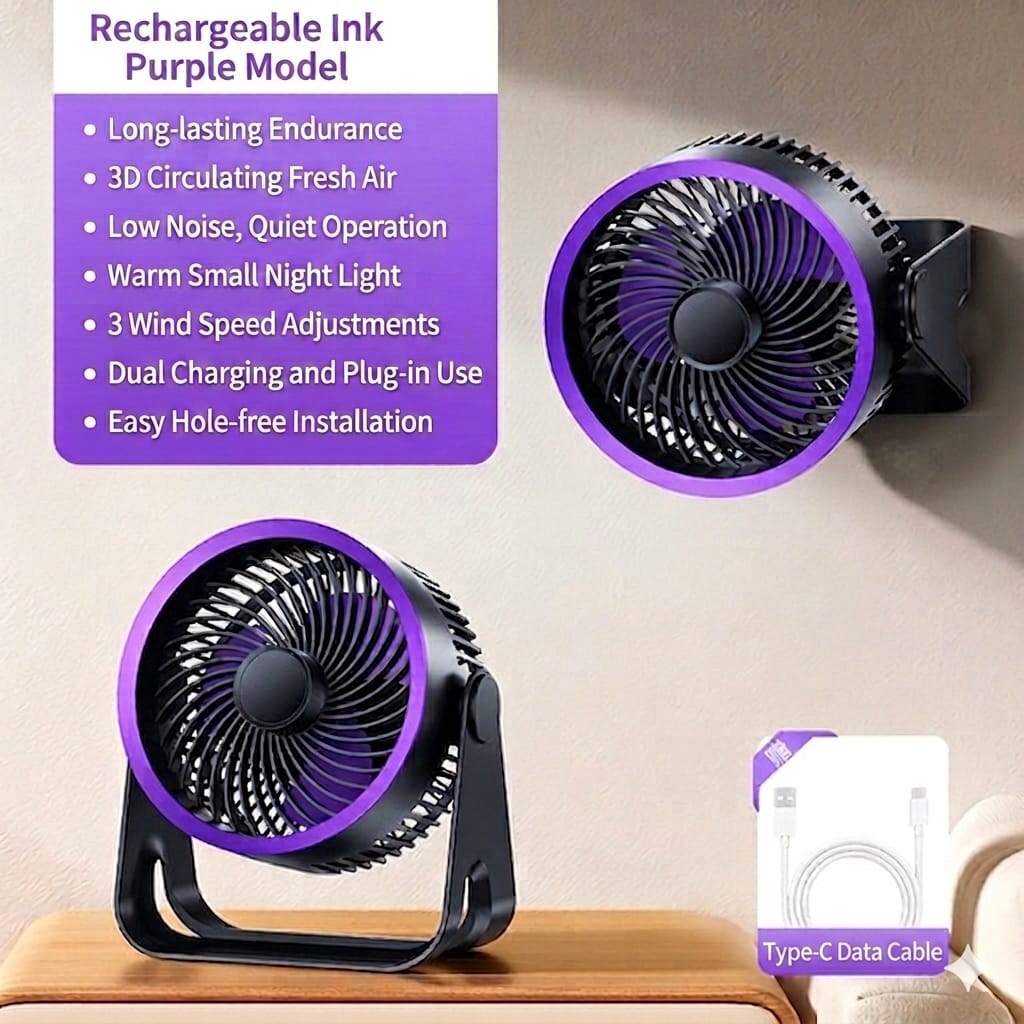 Silent Desk & Wall Mount USB Dormitory Fan_img_2