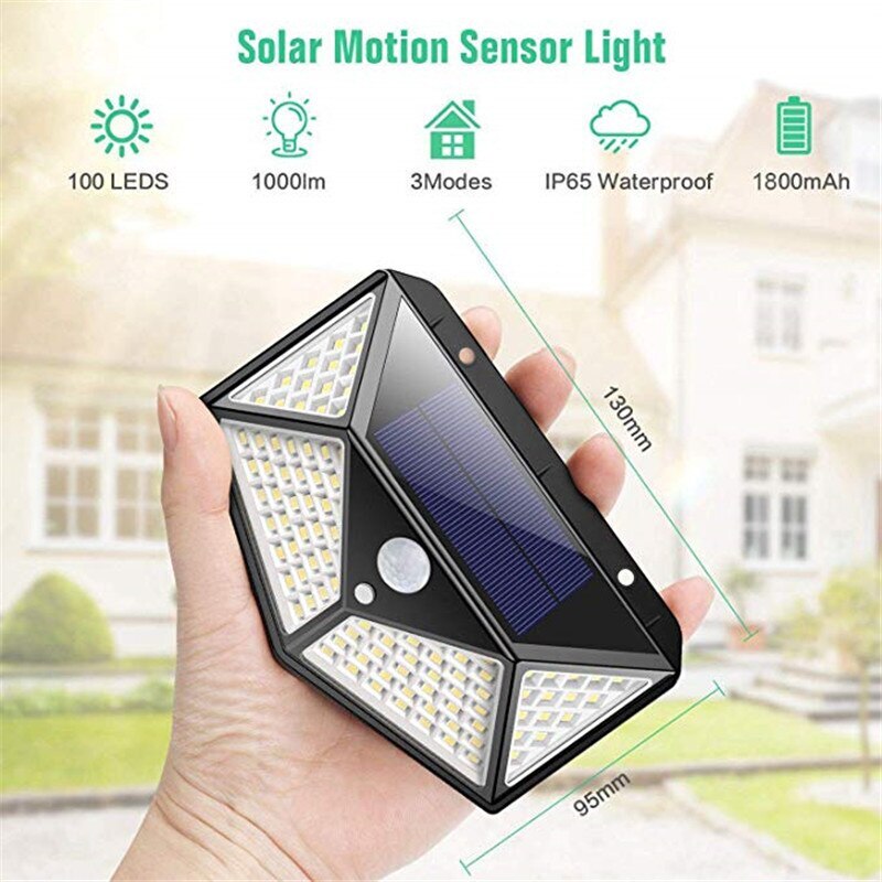 100 LED Motion Sensor Outdoor Waterproof IP65 Solar Lamp