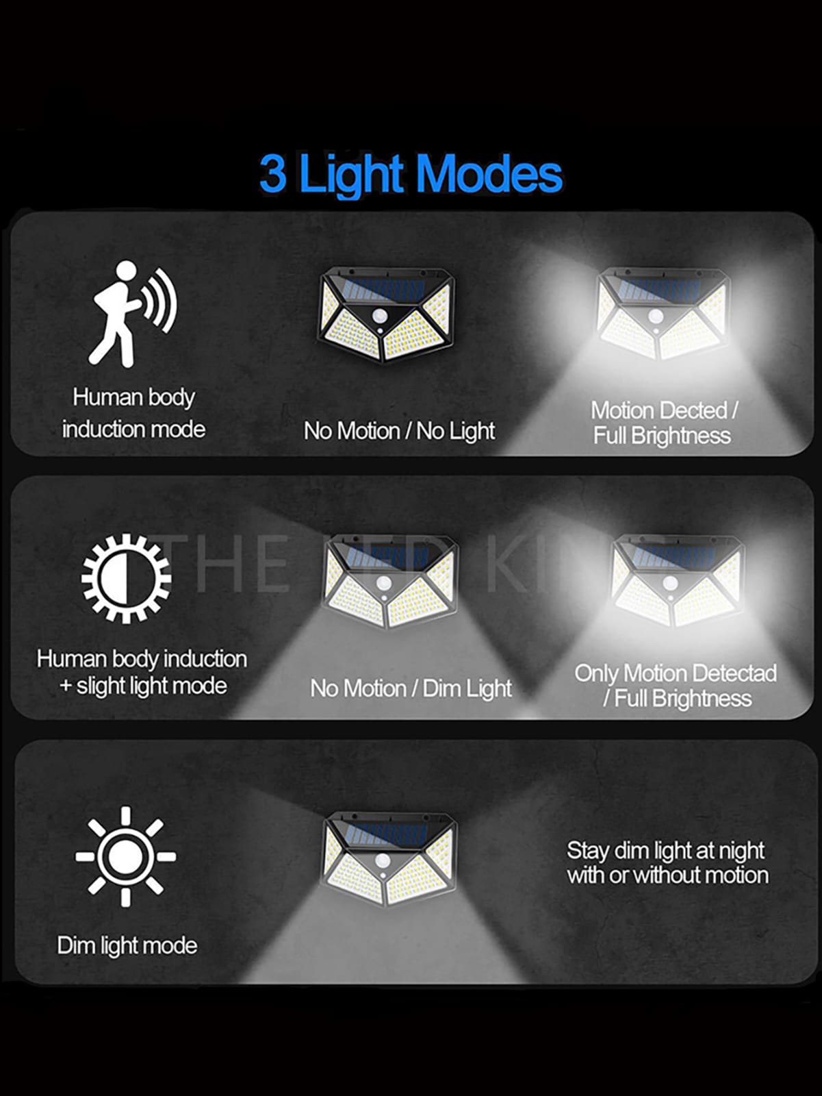 100 LED Motion Sensor Outdoor Waterproof IP65 Solar Lamp_img_4