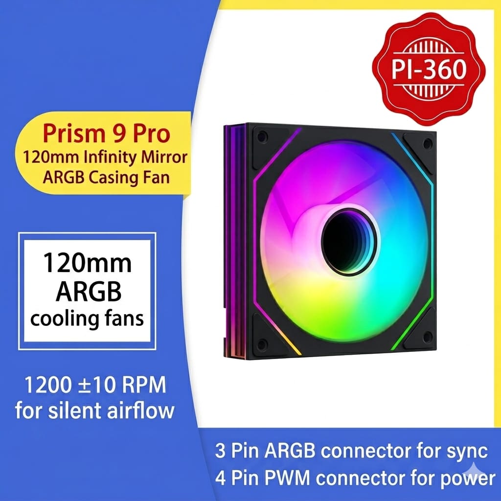 Prism 9pro 12CM silent desktop computer infinite mirror cooling fan ARGB_img_1