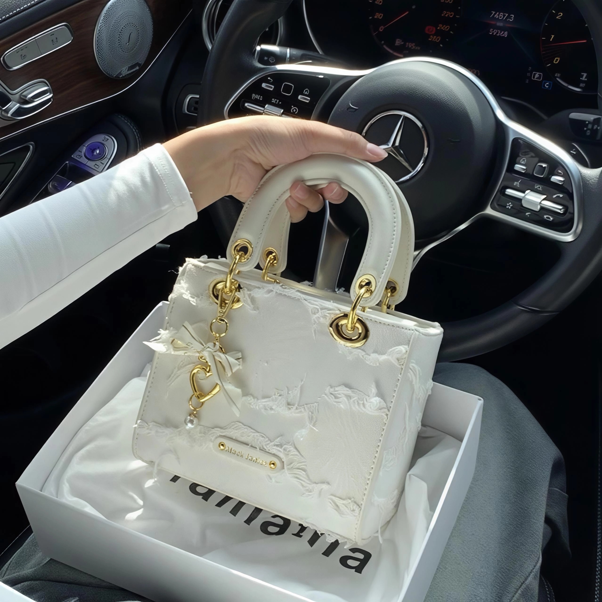 Niche Design Tassel Lady Dior Handbag image 2