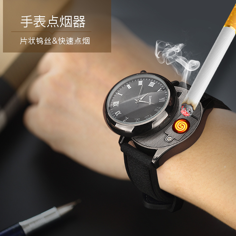 Watch Metal Windproof Rechargeable Watch Lighter USB Cigarette Lighter image 3