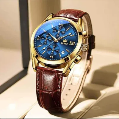 Stylish OLEVS Leather Band fashionable watch_img_2