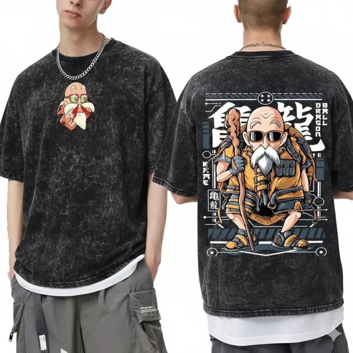 Premium Acid Wash Drop Shoulder T-Shirt - MASTER ROSHI