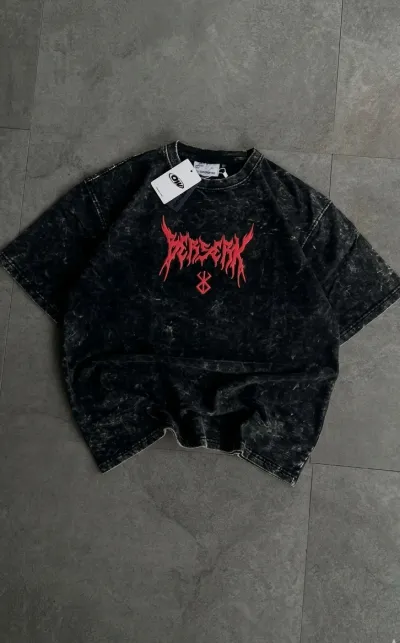 Premium Acid Wash Drop Shoulder T-Shirt - BERSERK_img_0
