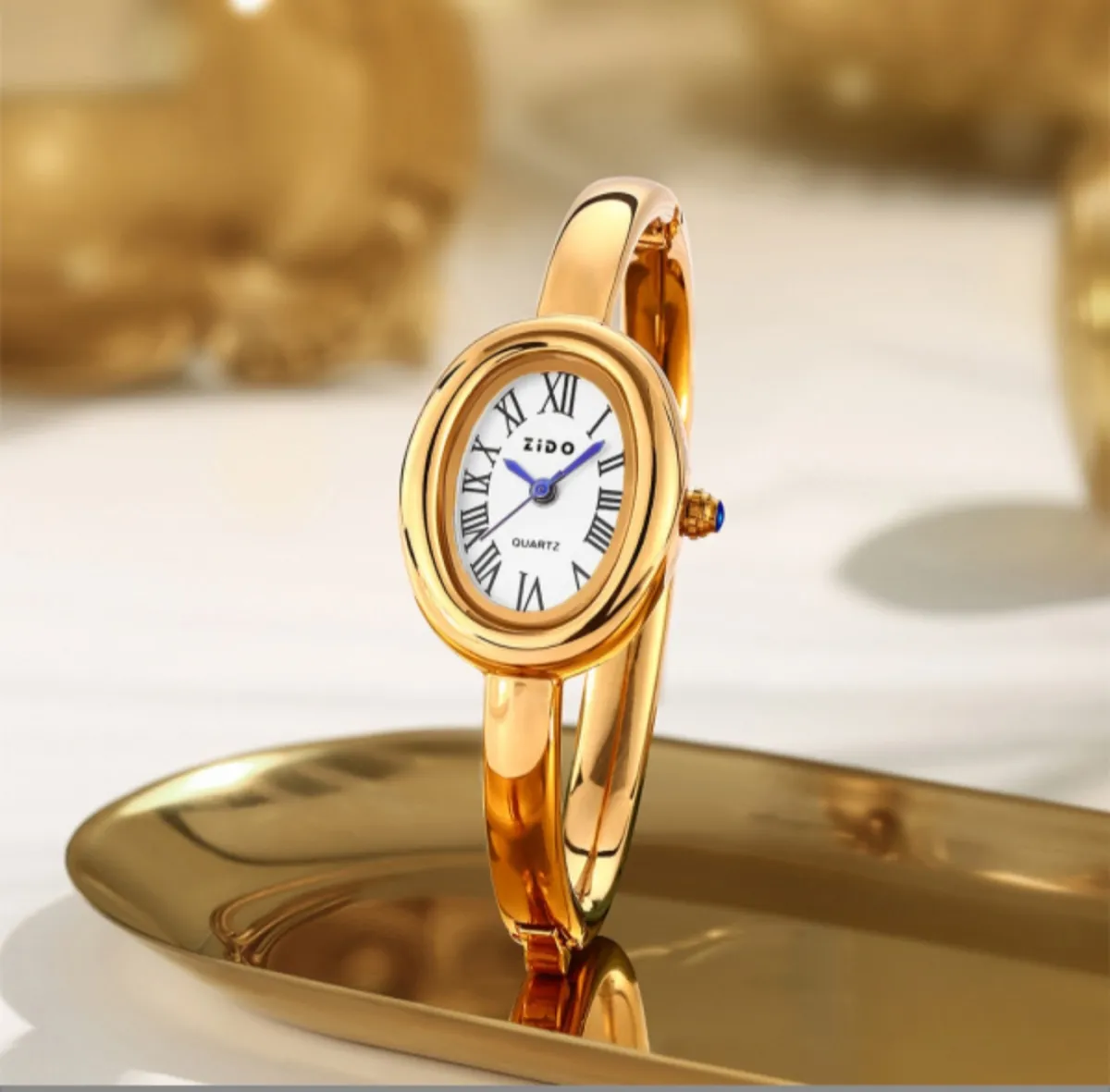 Zido New Watch Women's Rose Gold Accessible Luxury High-End Niche Design Oval Bracelet Women's Watch Hot Style