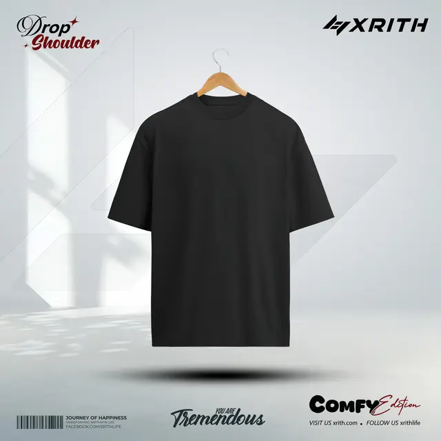 Premium Drop Shoulder T-shirt Black - Image 1