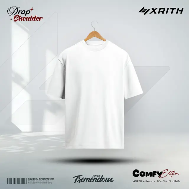 Premium Drop Shoulder T-shirt White - Image 1