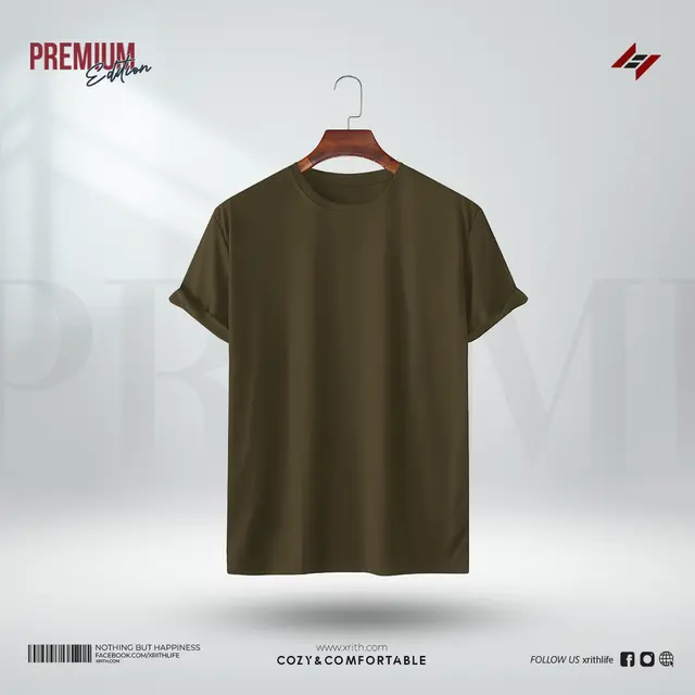 Olive Premium Solid T-Shirt - Image 1