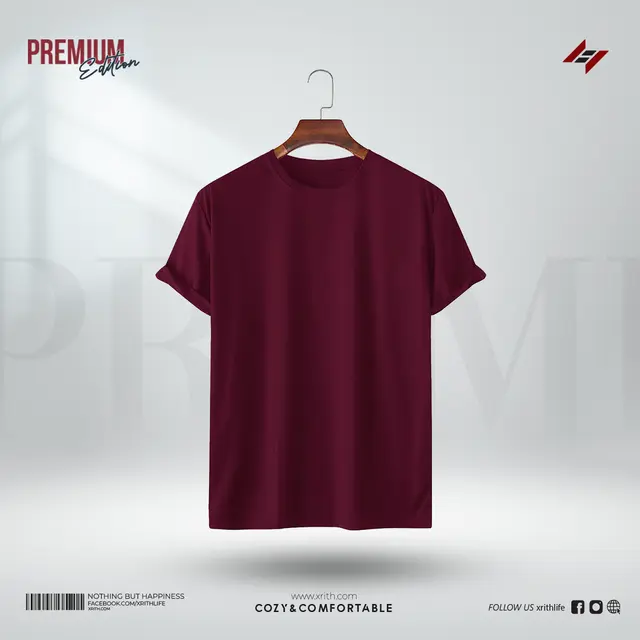 Burgundy Premium Solid T-Shirt - Image 1