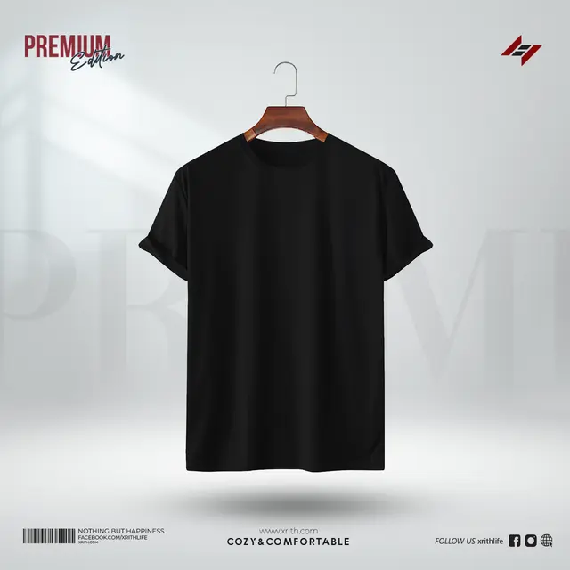 Black Premium Solid T-Shirt - Image 1