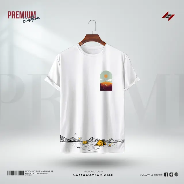 Premium Printed T-Shirt-Camp-fire - Image 1