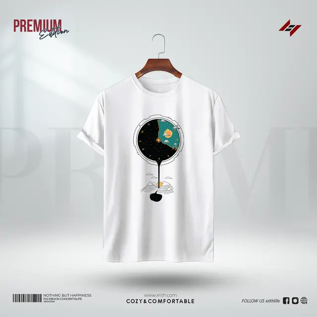Premium Printed T-Shirt -Mountain's moon - Image 1