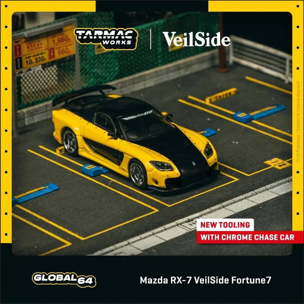 Tarmac Works - Mazda RX-7 VeilSide Fortune7 Yellow / Black