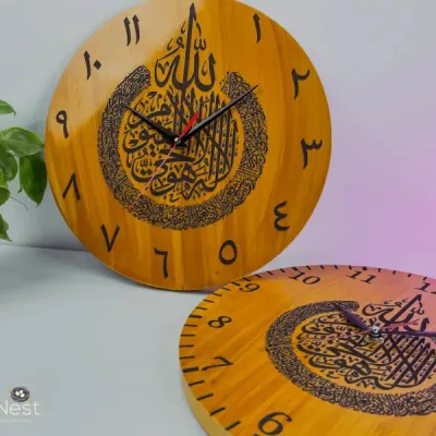 প্রিমিয়াম আয়াতুল কুরসি কাঠের ওয়াল ক্লক (12 Inch*12 Inch)_img_2