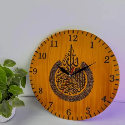 প্রিমিয়াম আয়াতুল কুরসি কাঠের ওয়াল ক্লক (12 Inch*12 Inch)_img_1