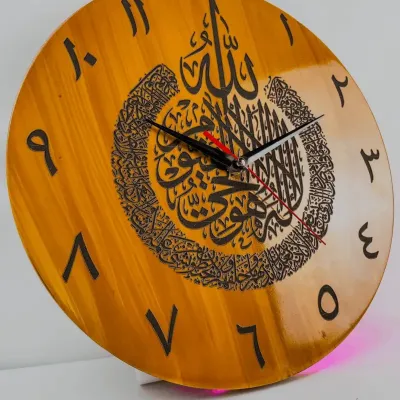 প্রিমিয়াম আয়াতুল কুরসি কাঠের ওয়াল ক্লক (12 Inch*12 Inch)_img_0