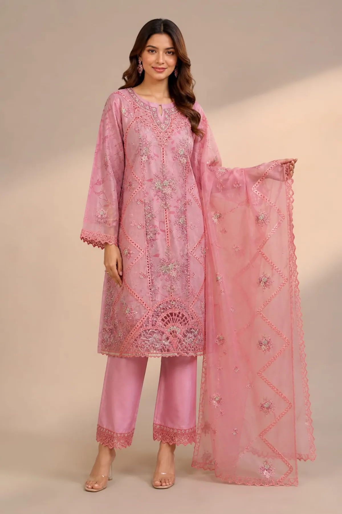 Elegant Organza 3 Piece Suit Set