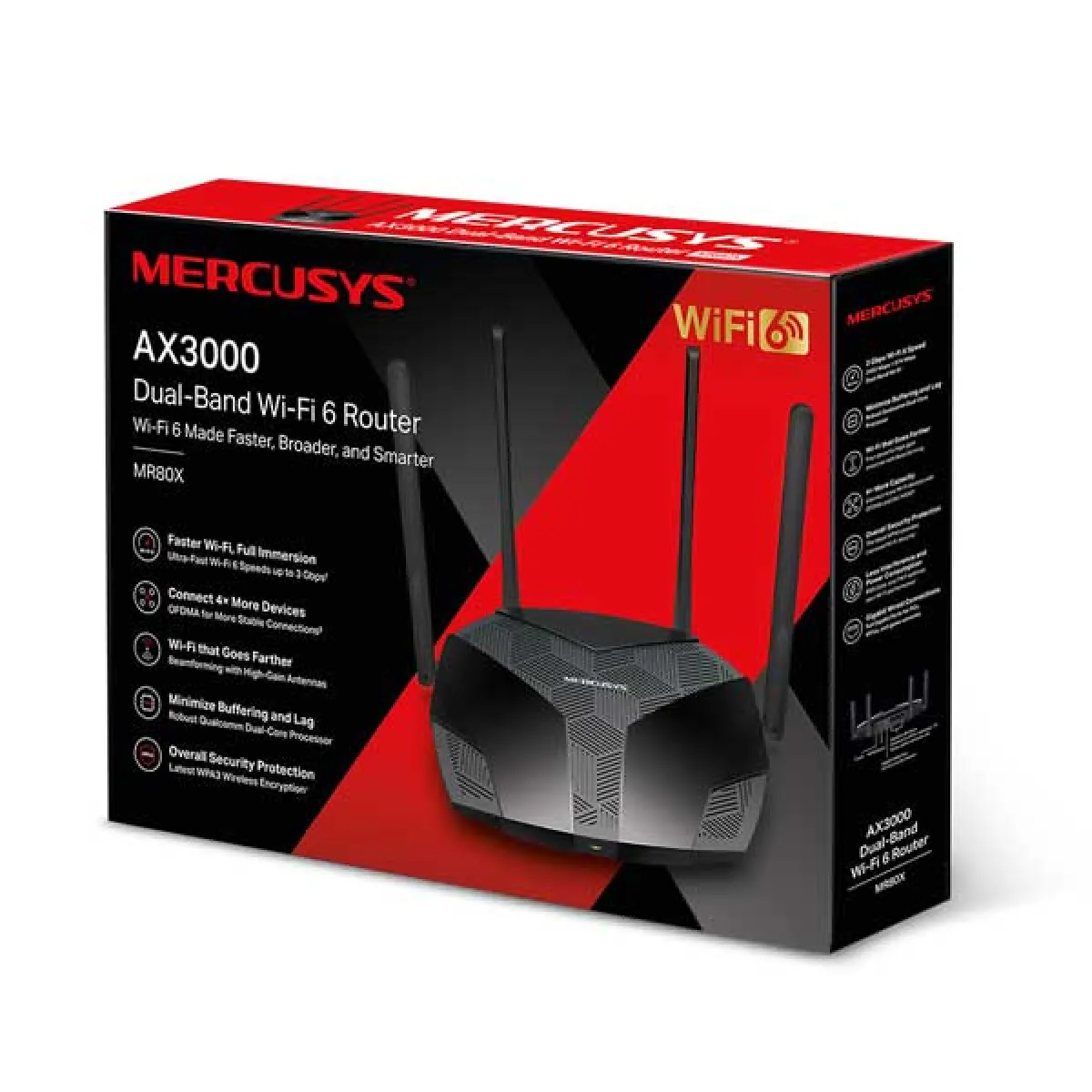 Mercusys-MR80X-AX3000-Dual-Band-Wi-Fi-6-RouterMercusys-MR80X-AX3000-Dual-Band-Wi-Fi-6-RouterMERCUSYS MR80X AX3000 WiFi 6 Router