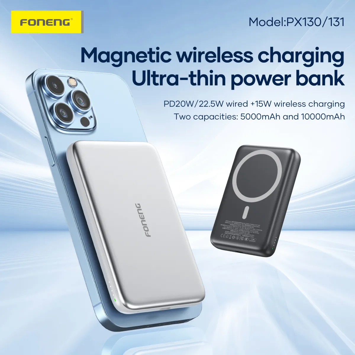PX130 5000mAh Ultra-Thin Magnetic Power Bank (20W)