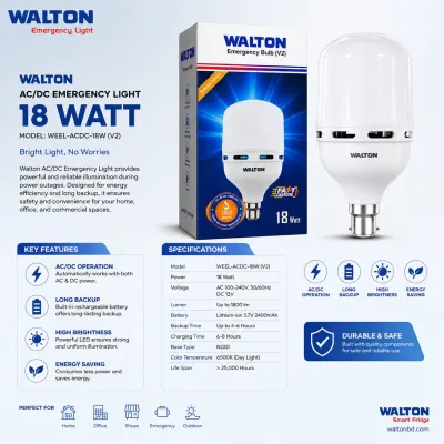 Walton 18W Fast Charging LED Bulb | AC DC LED Light Indoor Residential LED Emergency Lights_img_2