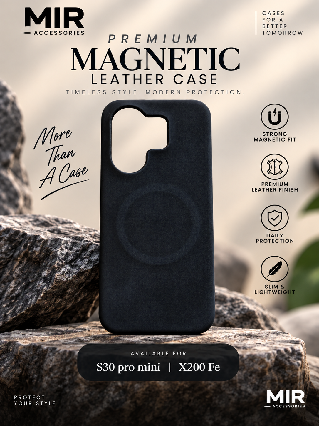 Premium Magnetic Leather Case For Vivo X200 FE