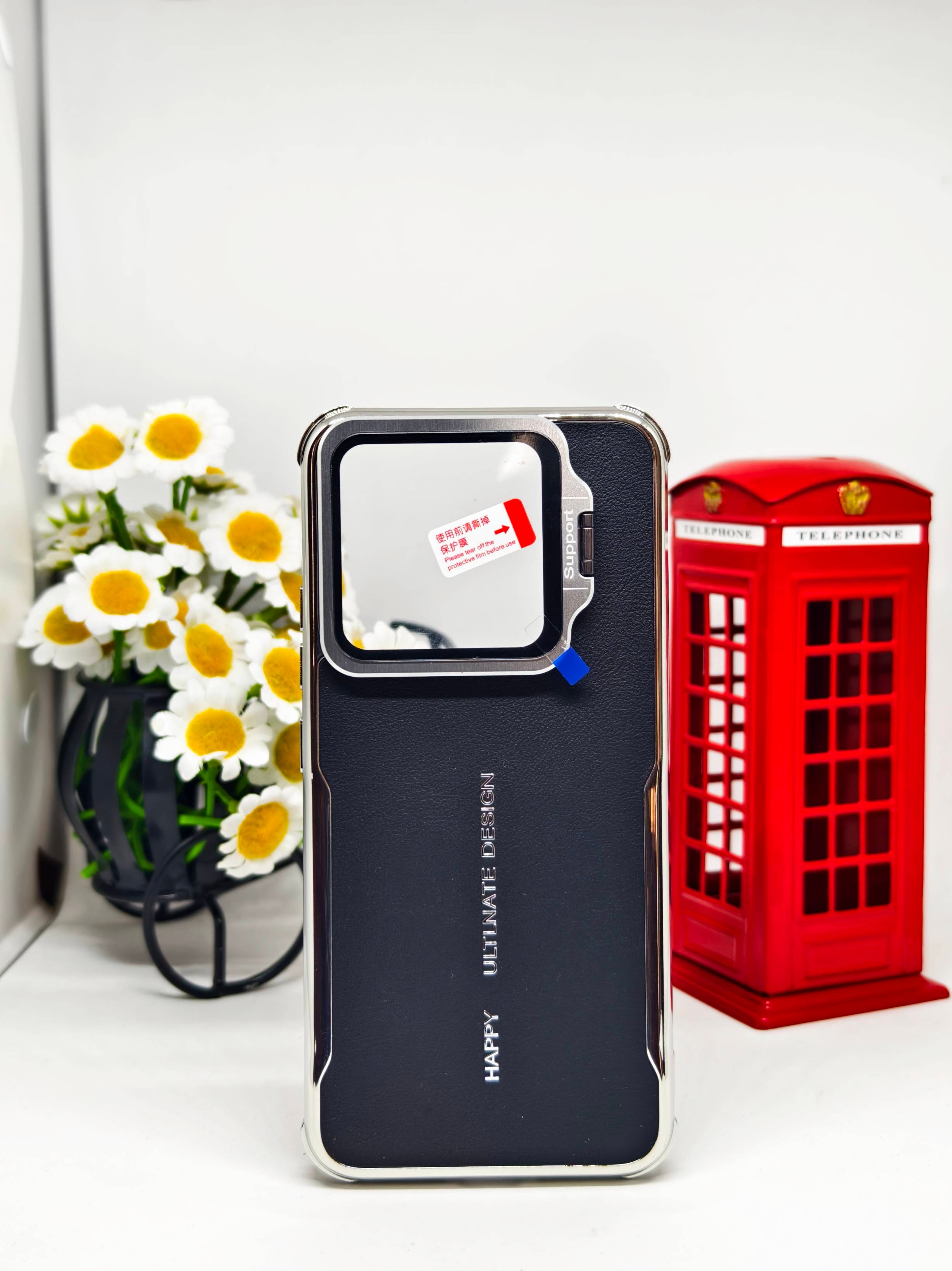 Premium Leather Texture Phone Case with Camera Lens Protector Glass – Shockproof Protective Cover FOR XIAOMI MI 14