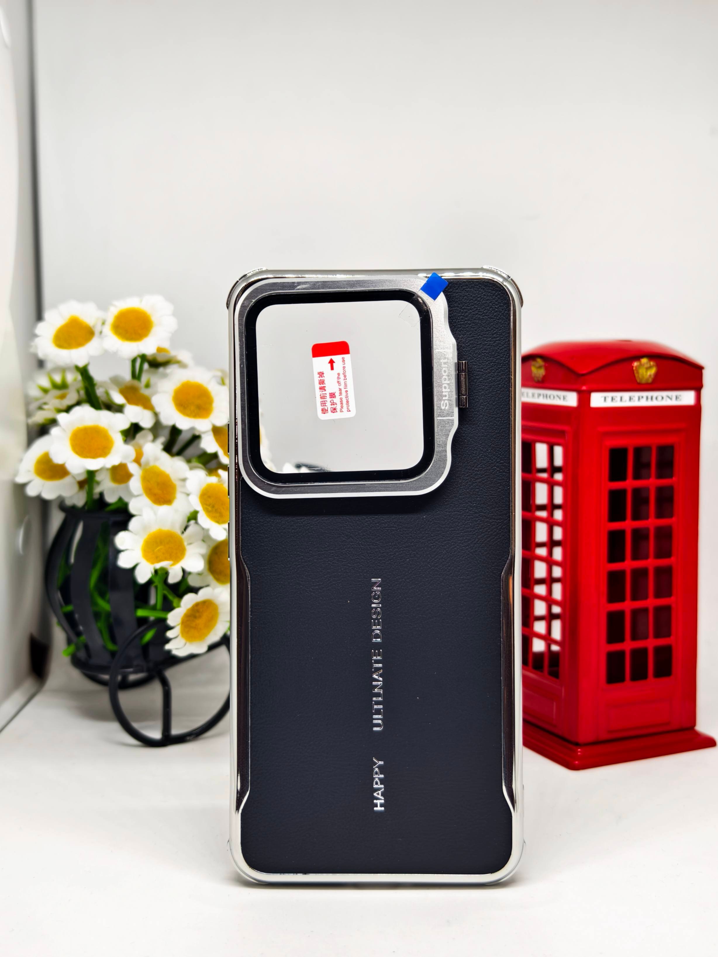 Premium Leather Texture Phone Case with Camera Lens Protector Glass – Shockproof Protective Cover FOR XIAOMI MI 14 PRO