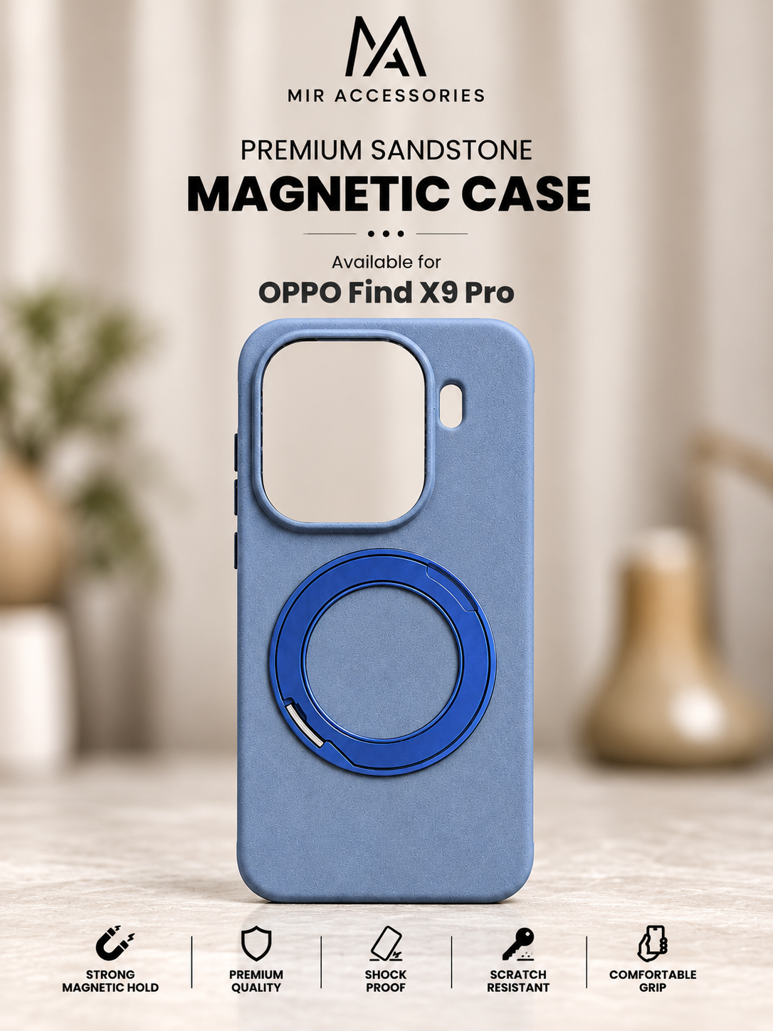 Premium Sandstone Magnetic Case For Oppo Find X9 Pro