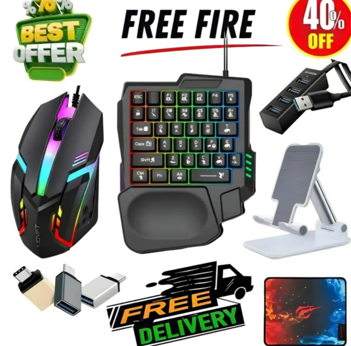 Gerena Free Fire Gaming Keyboard And Mouse Combo