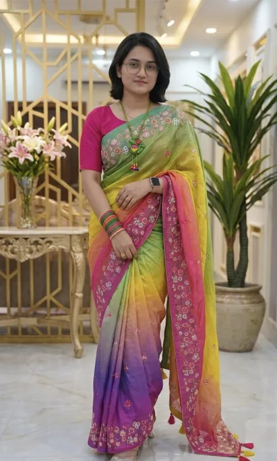 Japani silk saree with blause pcsজাপানি সিল্ক শাড়ি (Matching Blouse Piece সহ)অতি মনোমুগ্ধকর এই জাপানি সিল্ক শাড়িটি তৈরি হয়েছে নরম, আরামদায়ক এবং প্রিমিয়াম কোয়ালিটির ফ্যাব্রিক দিয়ে। পুরো শাড়ি জুড়ে রয়েছে দারুন রঙের গ্রেডিয়েন্ট ও আকর্ষণীয় ফুলের কারুকাজ, যা আপনাকে করে তুলবে আরও লাবণ্যময় ও স্টাইলিশ।- জাপানি সফট সিল্ক- চোখে পড়ার মতো ডিজাইন ও নকশা- ফেস্টিভাল, পার্টি বা বিশেষ দিনে পরার জন্য একেবারে পারফেক্ট- সাথে থাকছে ম্যাচিং ব্লাউজ পিসএক কথায়—স্টাইল, কমফোর্ট আর এলিগেন্স একসাথে পেতে চাইলে এই শাড়িটিই হবে সেরা পছন্দ।_img_1