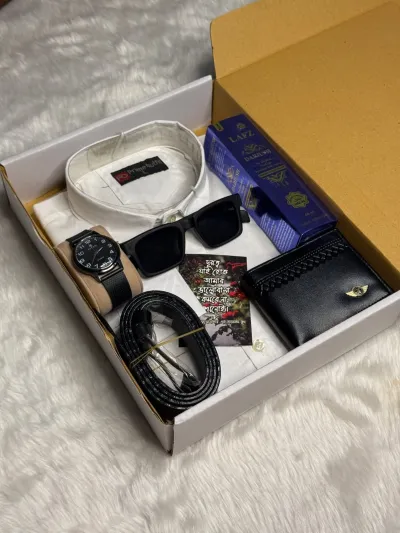 Premium Shirt combo set100% Cotton100% Color GuarantySize: M-L-XLItemShirtWalletWatchPerfumeSunglassBeltGift CardBOX_img_2