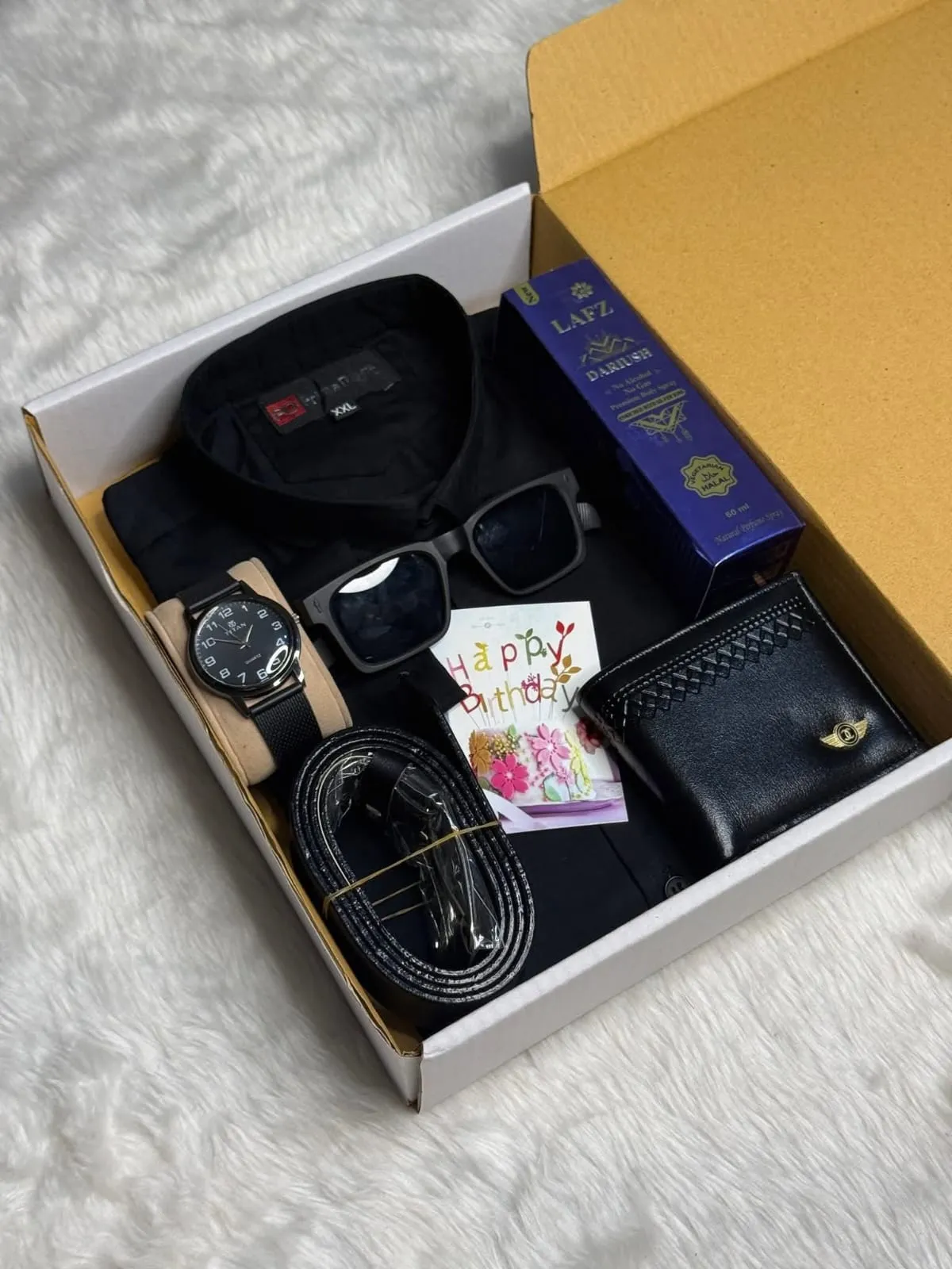 Premium Shirt combo set100% Cotton100% Color GuarantySize: M-L-XLItemShirtWalletWatchPerfumeSunglassBeltGift CardBOX