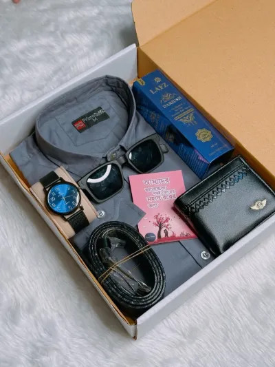 Premium Shirt combo set100% Cotton100% Color GuarantySize: M-L-XLItemShirtWalletWatchPerfumeSunglassBeltGift CardBOX_img_4