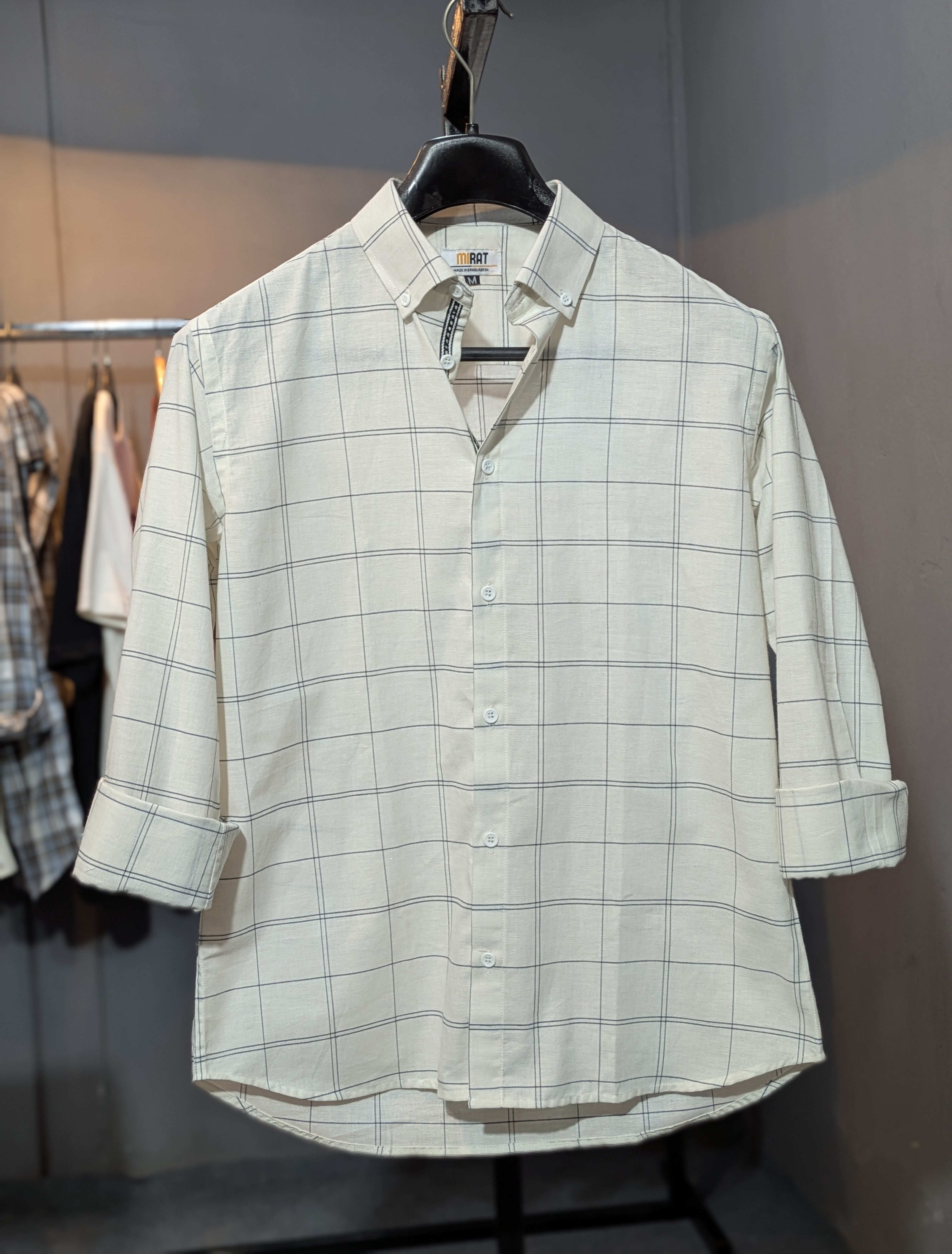 White Windowpane Checked Shirt - Image 4