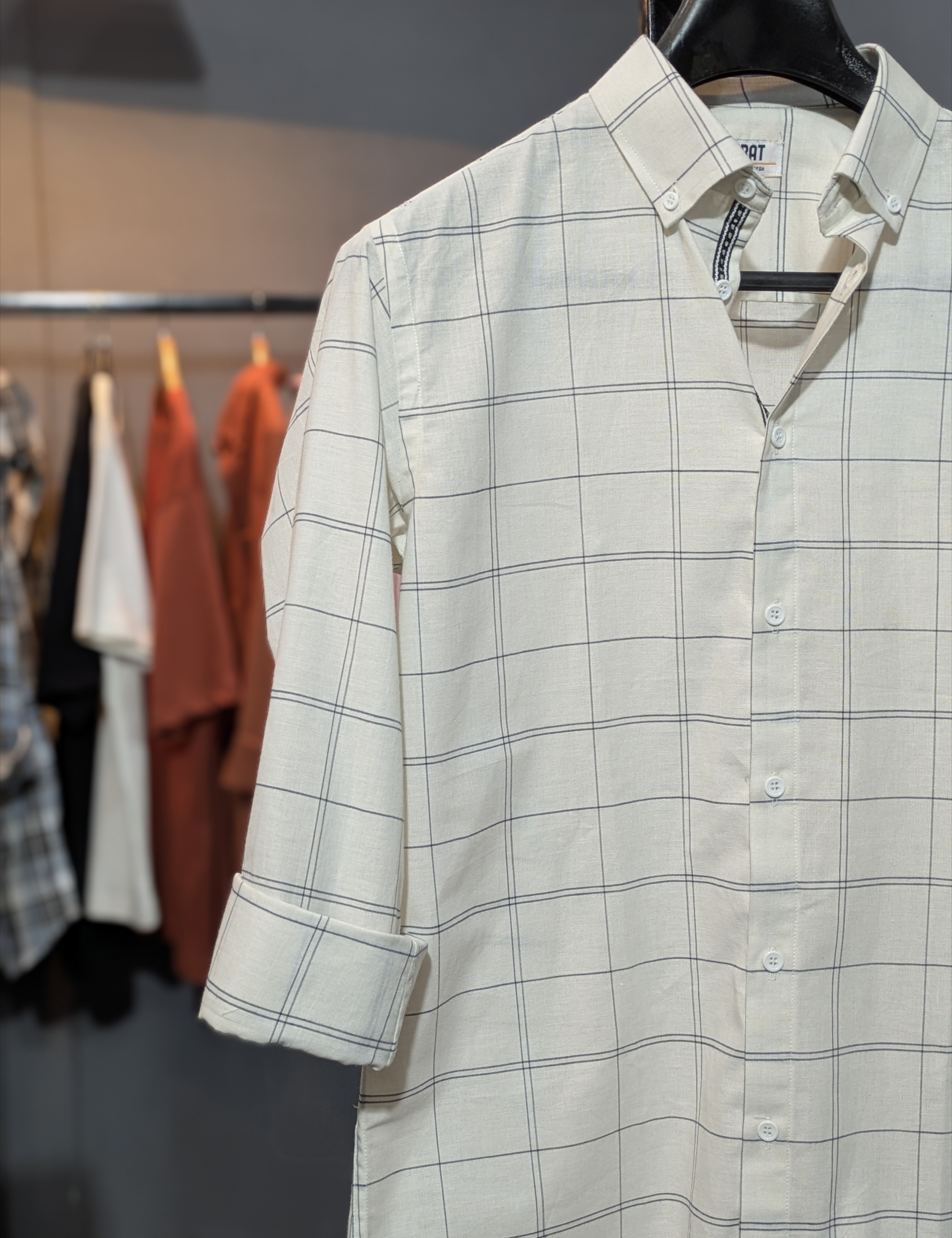 White Windowpane Checked Shirt - Image 2