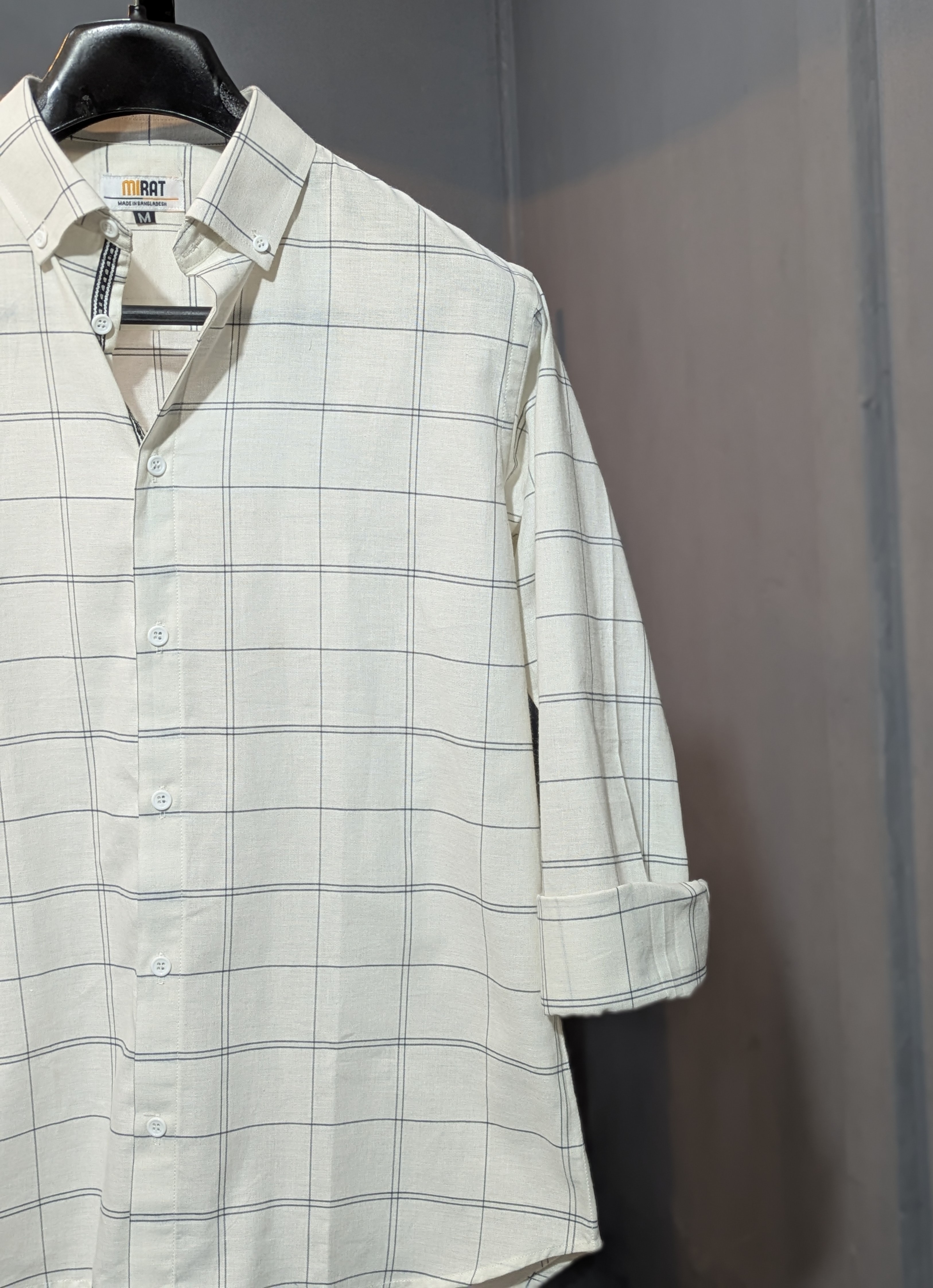 White Windowpane Checked Shirt - Image 3